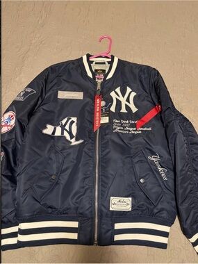 Alpha Industries Navy & White New York Yankees Bomber Jacket